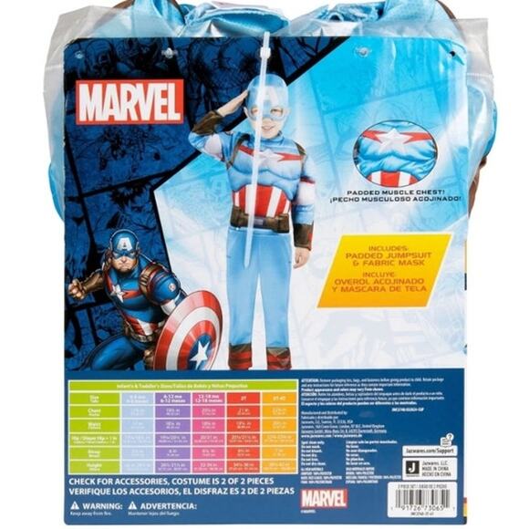 MARVEL Captain America Official Toddler Halloween Boys 2T - Picture 6 of 7